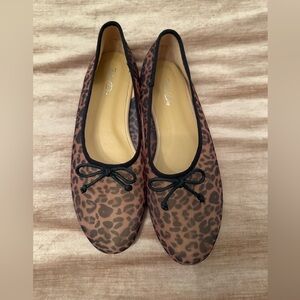 Leopard Print Women's Flats with Bow Detail